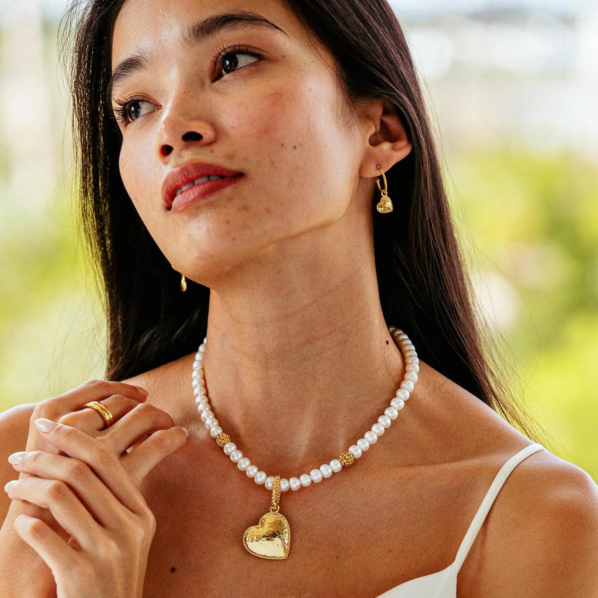 Capucine De Wulf Love Pendant in Hammered Gold