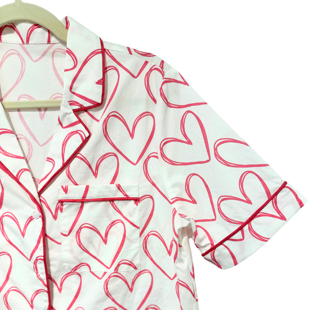 Pink Heart Pajama Set | Caryn Lawn