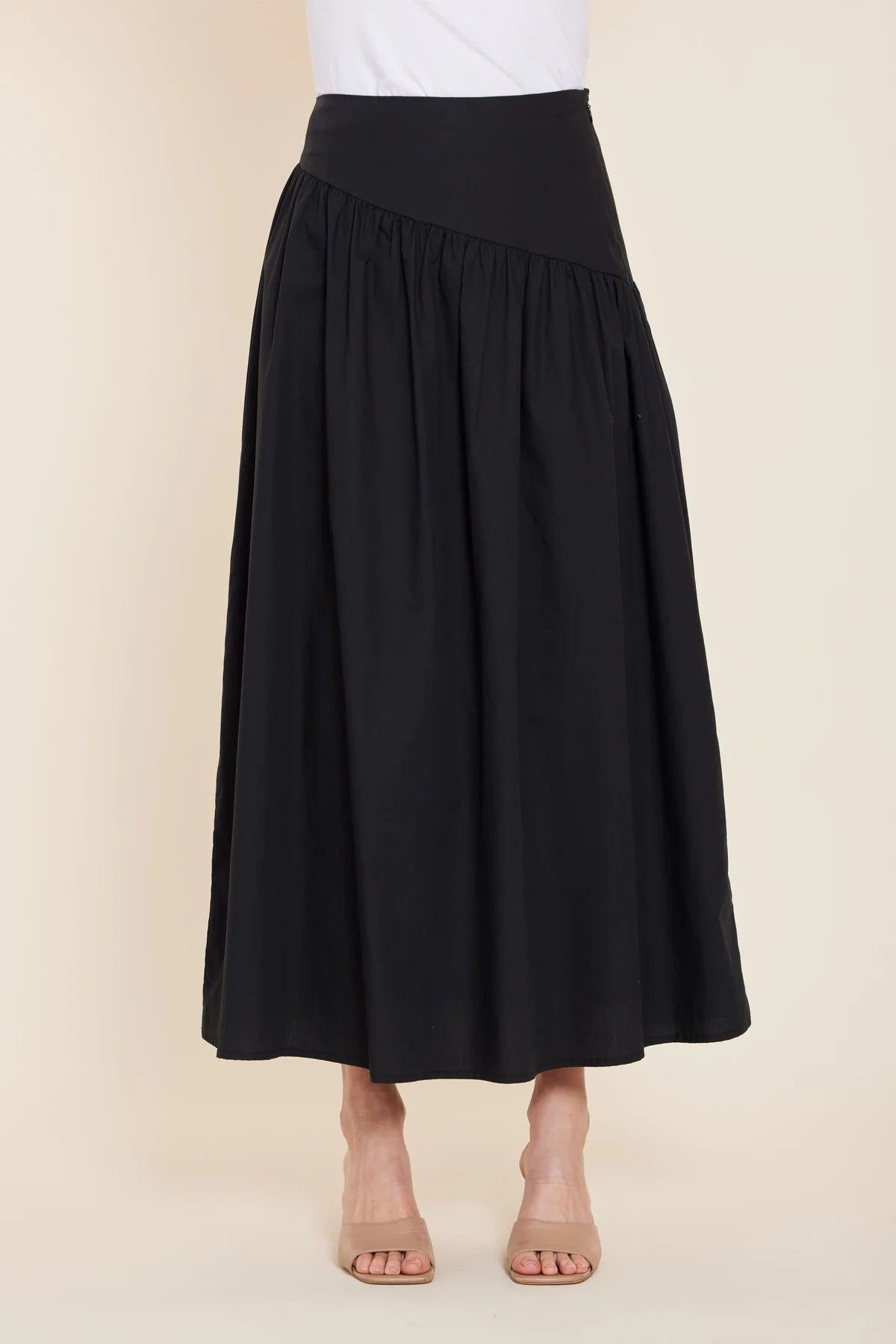 Poplin Asymmetrical Drop Waist Maxi SKkrt