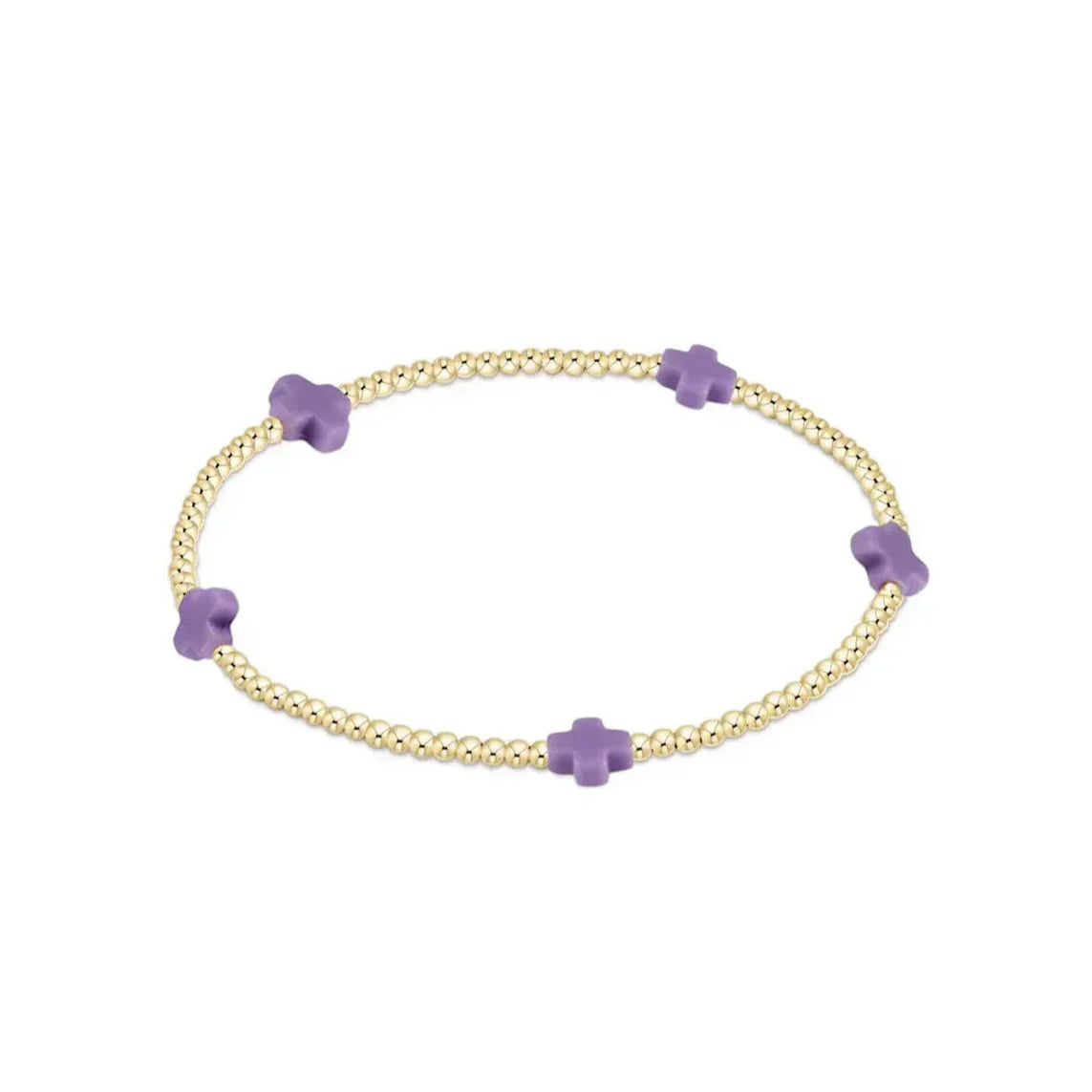 E Newton egirl Signature Cross Small Gold Pattern 2mm Bead Bracelet