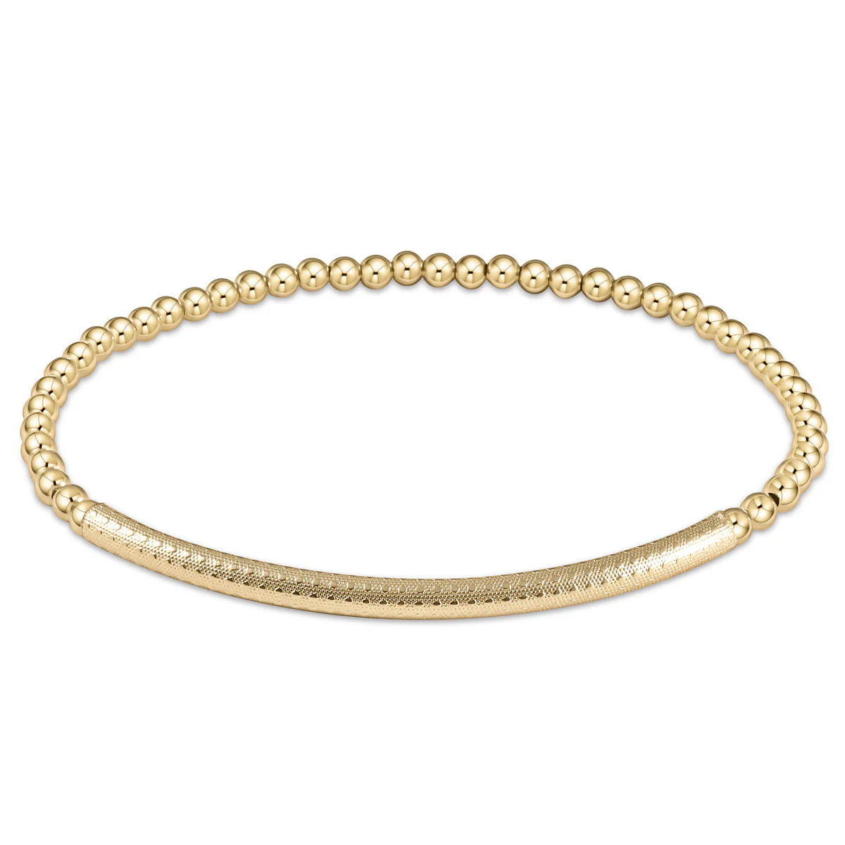 Bliss Bar Gold Pattern 2mm Bead Bracelet