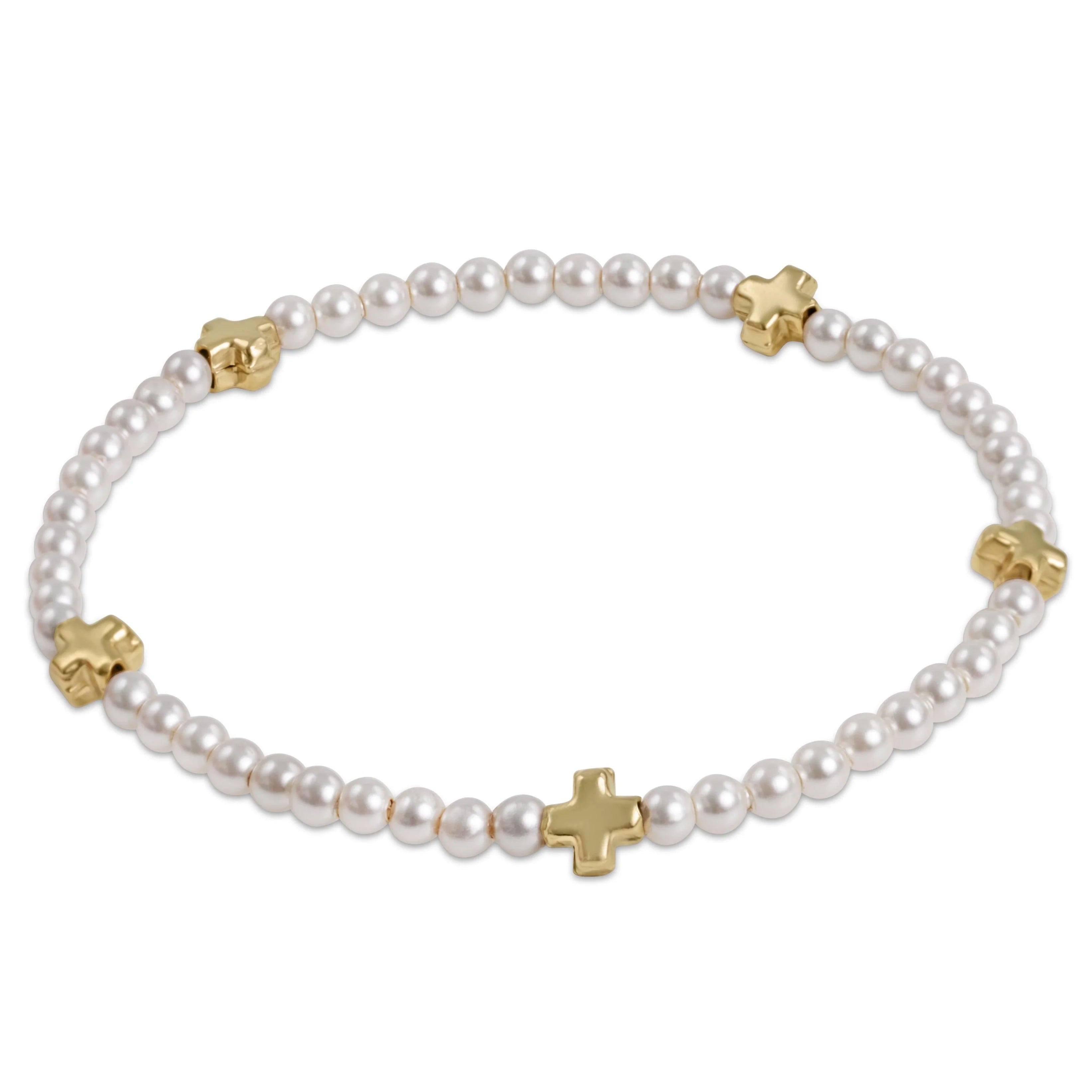 E newton egirl Signature Cross Gold Pattern 3mm Bead Bracelet