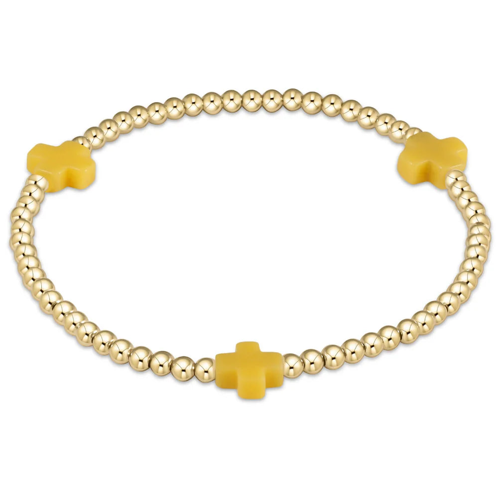 E newton egirl Signature Cross Gold Pattern 3mm Bead Bracelet