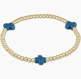 E newton egirl Signature Cross Gold Pattern 3mm Bead Bracelet