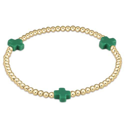 E newton egirl Signature Cross Gold Pattern 3mm Bead Bracelet
