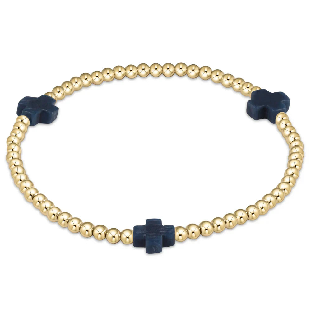 E newton egirl Signature Cross Gold Pattern 3mm Bead Bracelet