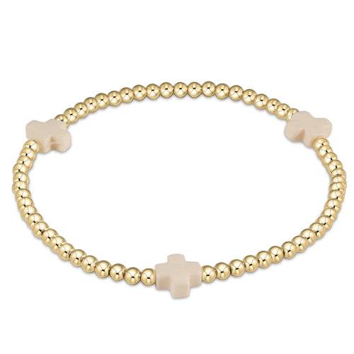 E newton egirl Signature Cross Gold Pattern 3mm Bead Bracelet