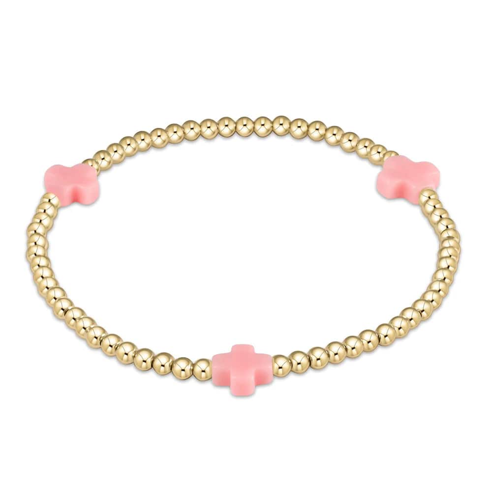 E newton egirl Signature Cross Gold Pattern 3mm Bead Bracelet