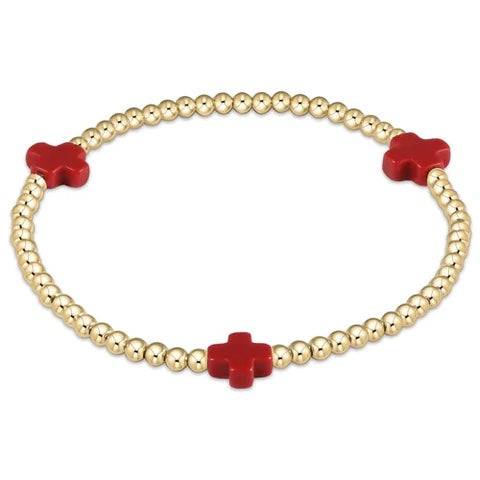 E newton egirl Signature Cross Gold Pattern 3mm Bead Bracelet