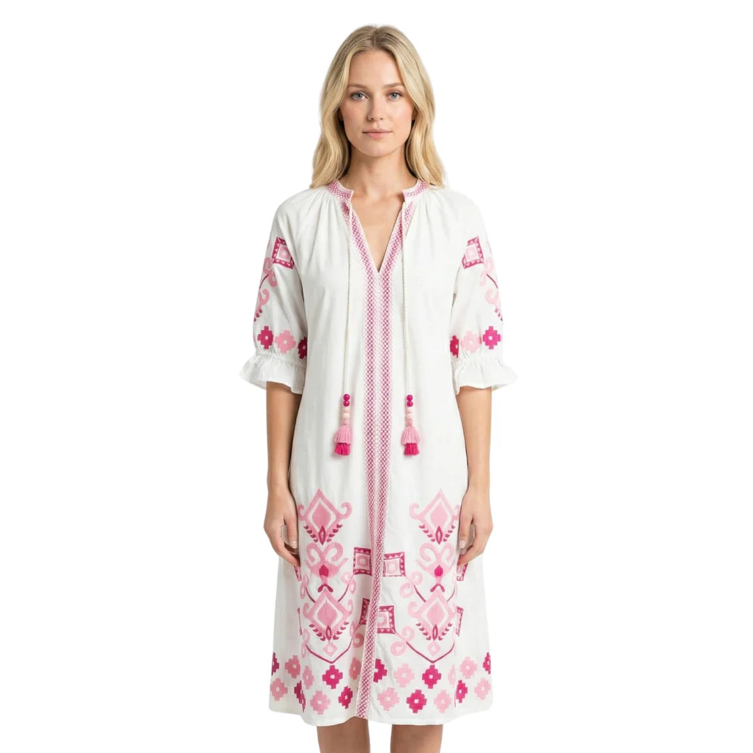 Charleston Shoe Co. Rosie Dress- Pink Aztec