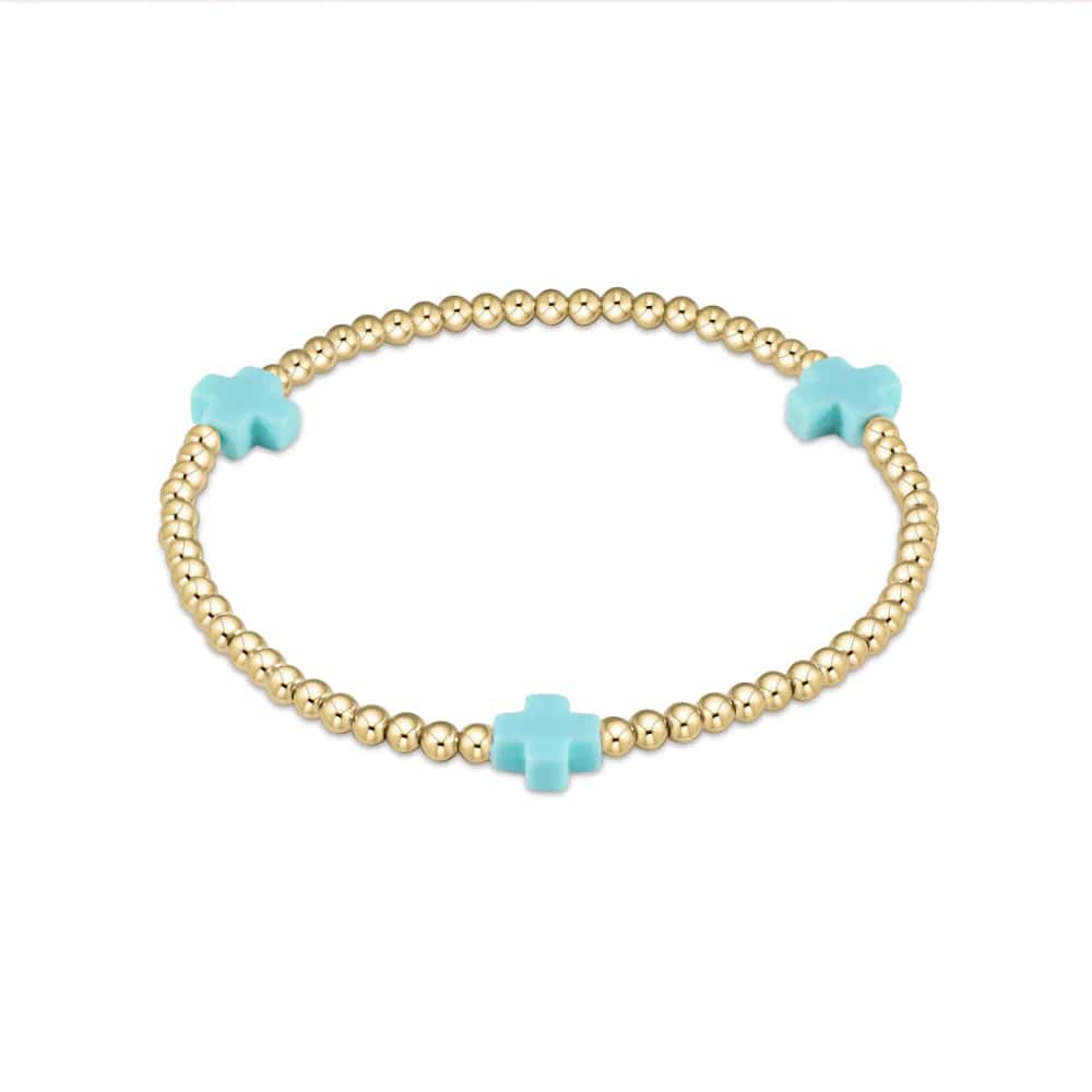E newton egirl Signature Cross Gold Pattern 3mm Bead Bracelet