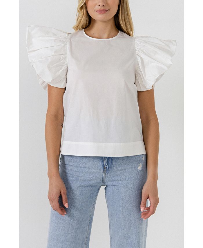 Folded Ruffle Sleeve Top