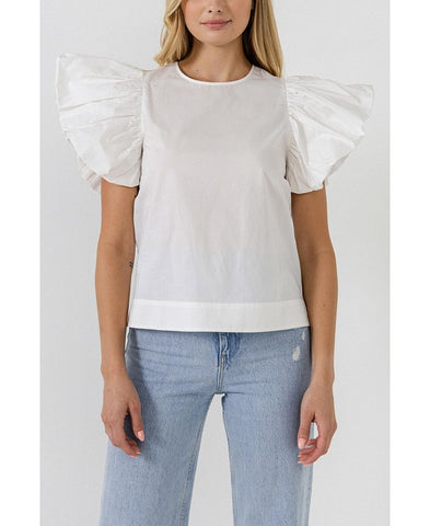 Folded Ruffle Sleeve Top