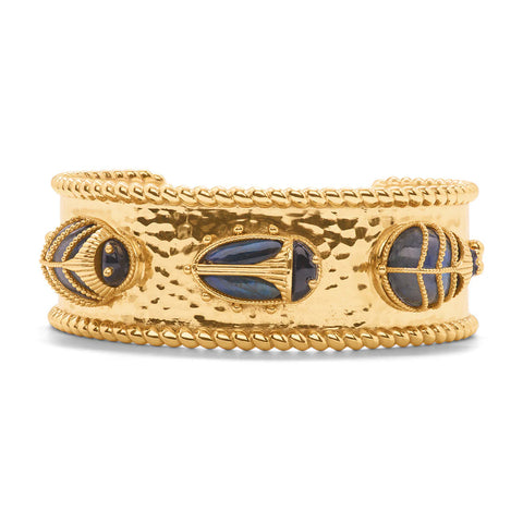 Capucine De Wulf Scarab Family Cuff,  Blue Labradorite/Black Agate