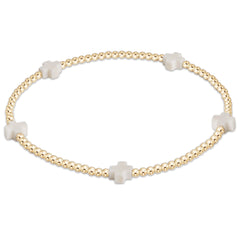E Newton egirl Signature Cross Small Gold Pattern 2mm Bead Bracelet