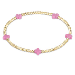 E Newton egirl Signature Cross Small Gold Pattern 2mm Bead Bracelet