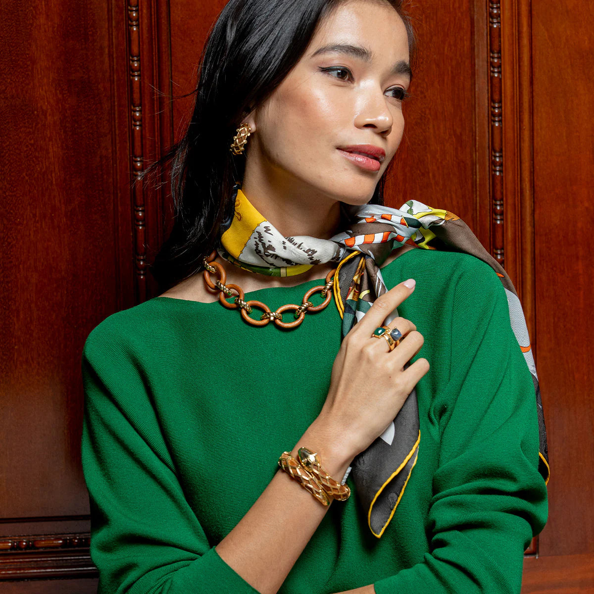 Capucine De Wulf Earth Goddess Serpentina Hinged Bangle in Teak