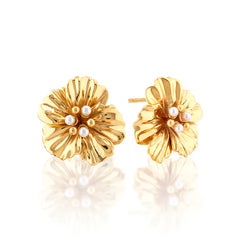 Capucine De Wulf Meadow Walk Nasturtium Stud Earring Pearl