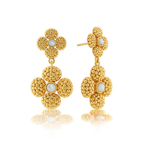 Capucine De Wulf Berry Clover Convertible Duo Earrings, Mother of Pearl