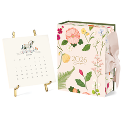 Karen Adams Designs - 2026 Classic Desk Calendar with Gold Easel or Calendar Refill