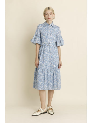 Floral Shirt Dress with Belt