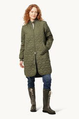 Ilse Jacobsen Long Quilted Jacket  in Army