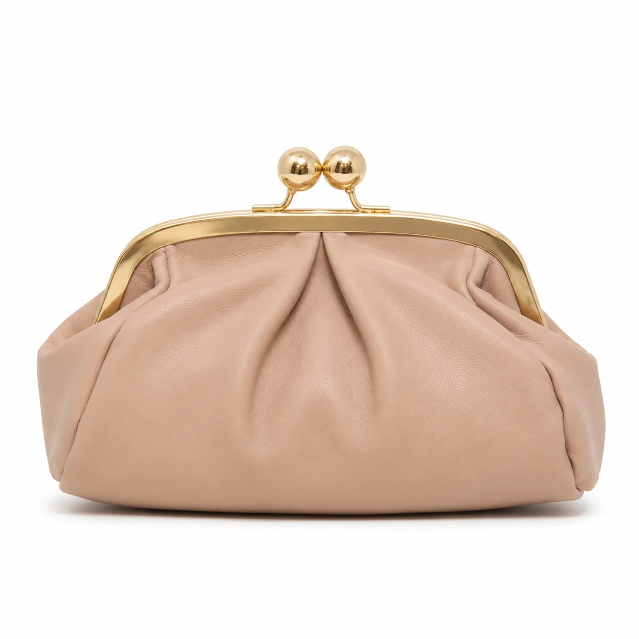 GF Luxury Pleated Leather with Kiss Lock Handbag