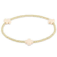 E Newton Extends Signature Cross Gold Pattern 3MM Bead Bracelet