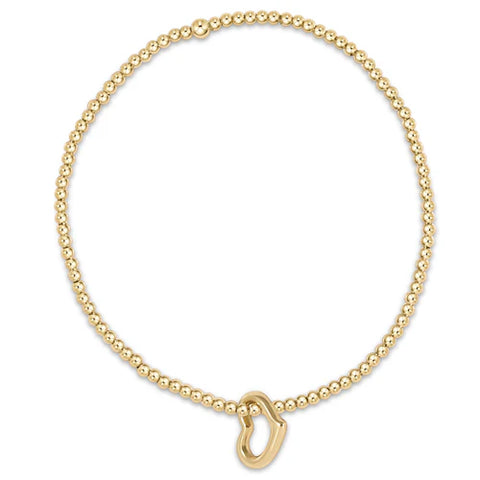 E Newton Classic Gold 2mm Bead Bracelet - Love Small gold Charm