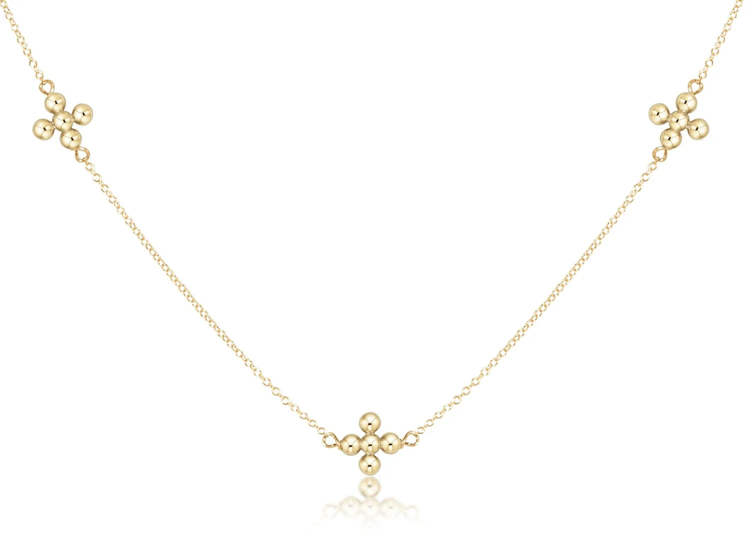 17" Choker Simplicity Chain Gold - Classic Beaded Signature Cross Gold