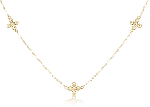 17" Choker Simplicity Chain Gold - Classic Beaded Signature Cross Gold