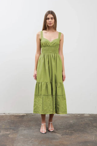 Sleeveless Eyelet Detail Midi Dress