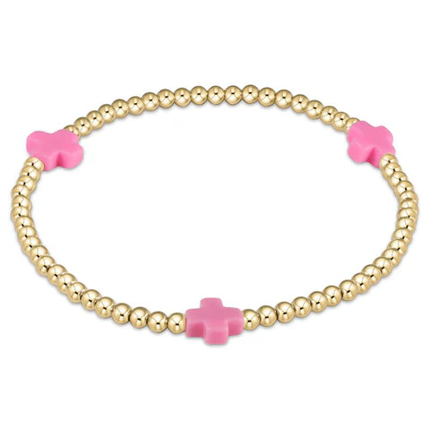 E newton egirl Signature Cross Gold Pattern 3mm Bead Bracelet