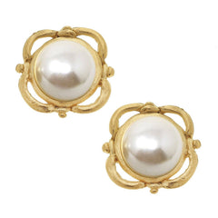 Susan Shaw - Pearl Scroll Studs