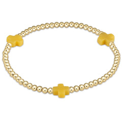 E newton egirl Signature Cross Gold Pattern 3mm Bead Bracelet