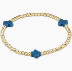 E newton egirl Signature Cross Gold Pattern 3mm Bead Bracelet