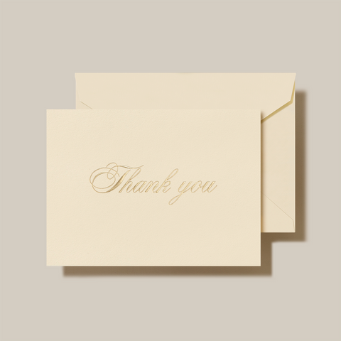 Crane Gold Thank You Notes on Ecru Finish Paper