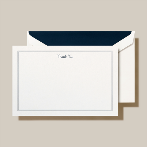 Crane Navy Triple airline Thank you Card on Pearl White