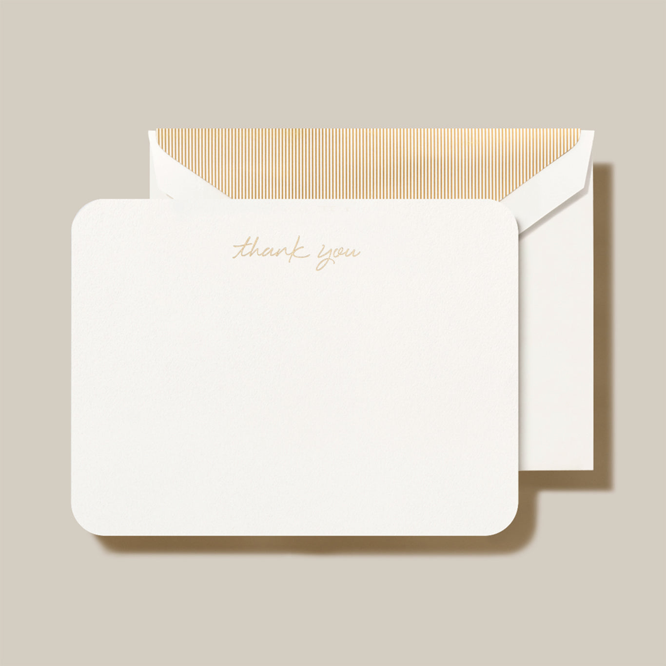 Crane Thank you Cards on Pearl White Kid Finish paper