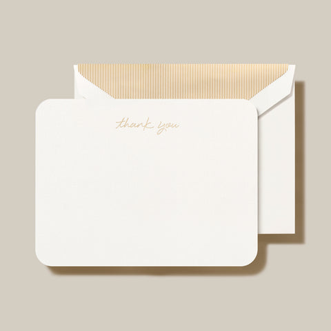 Crane Thank you Cards on Pearl White Kid Finish paper