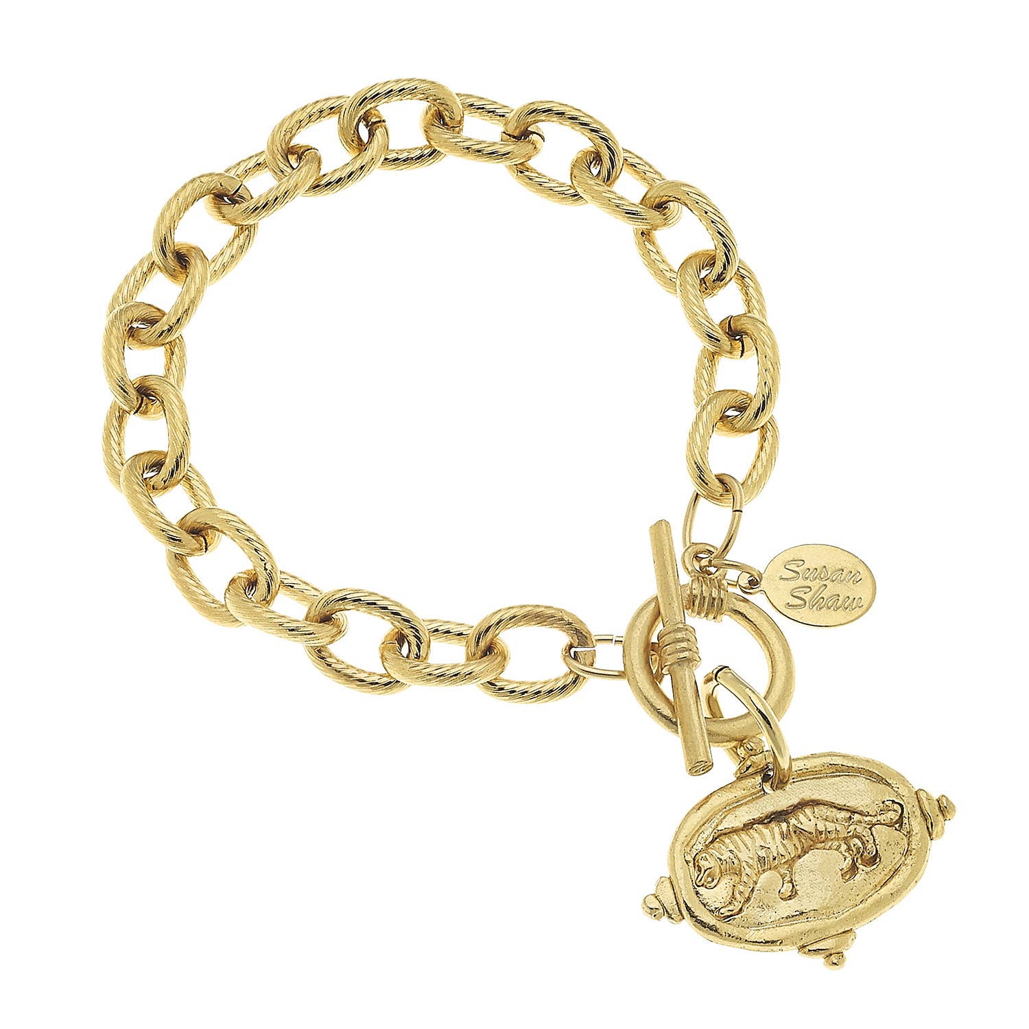 Gold Tiger Italian Intaglio Bracelet by Susan Shaw