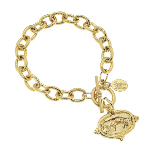 Gold Tiger Italian Intaglio Bracelet by Susan Shaw