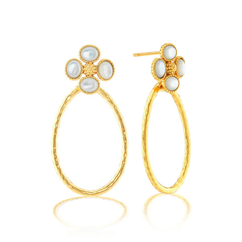 Capucine De Wulf Berry Clover Teardrop Earrings, Mother of Pearl