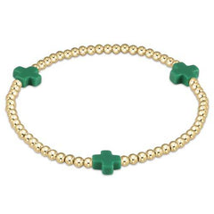 E newton egirl Signature Cross Gold Pattern 3mm Bead Bracelet
