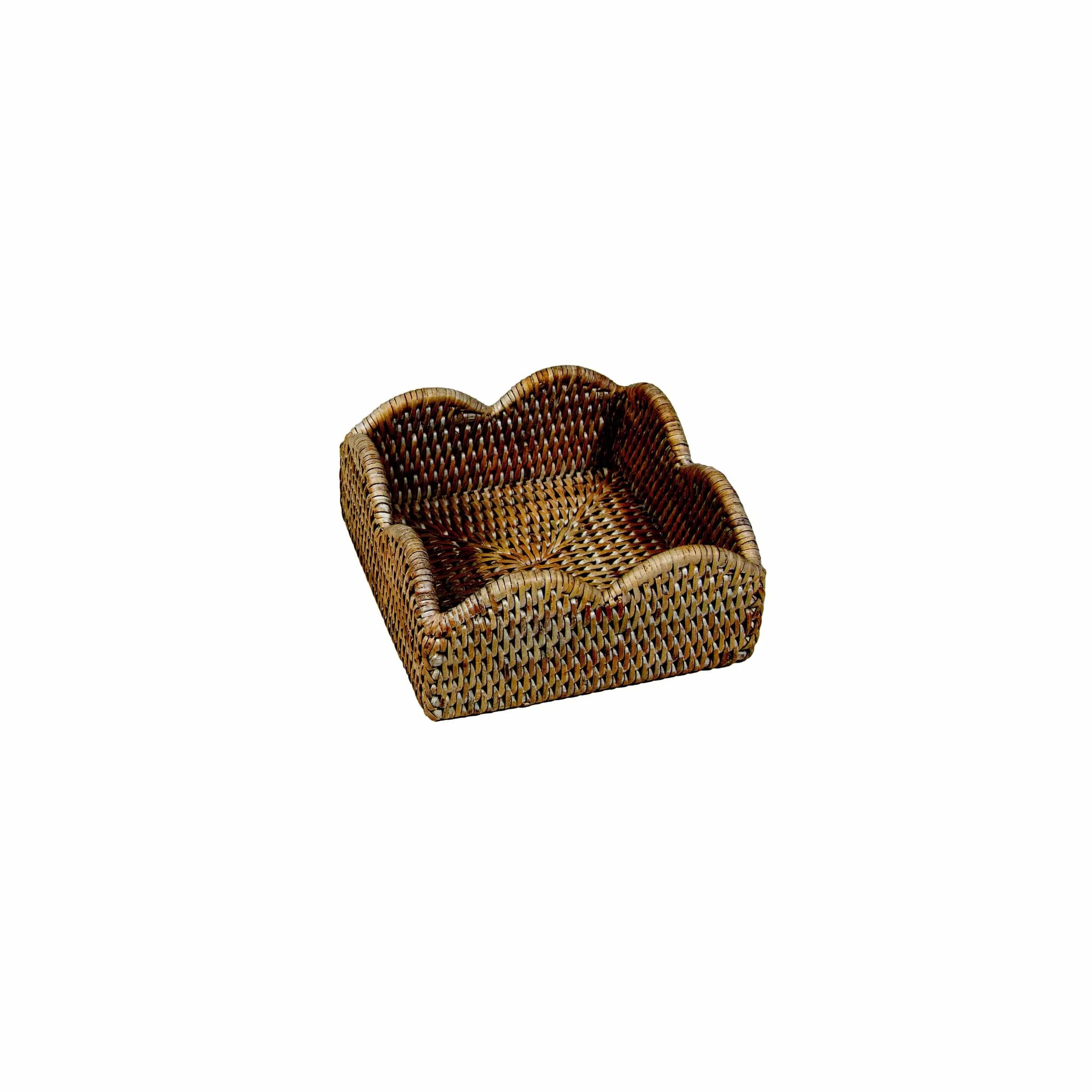 Scalloped Rattan Cocktail Napkin Holder