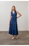 Denim V-Neck Front Tie Top