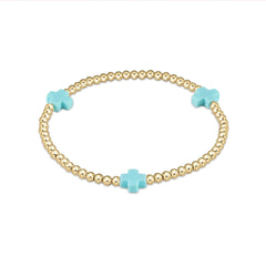 E newton egirl Signature Cross Gold Pattern 3mm Bead Bracelet