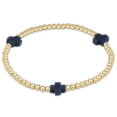 E newton egirl Signature Cross Gold Pattern 3mm Bead Bracelet