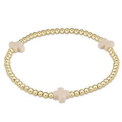 E newton egirl Signature Cross Gold Pattern 3mm Bead Bracelet