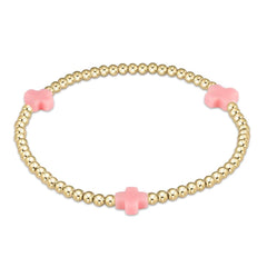 E newton egirl Signature Cross Gold Pattern 3mm Bead Bracelet